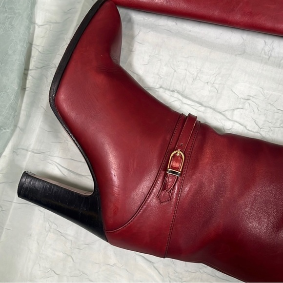 Pasquale Di Fabrizio Vero Cuoio Red Leather Vintage 70s Heeled Boots | 36.5 - Picture 9 of 16